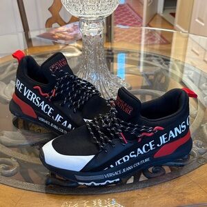Versace Jeans Couture Dynamic Logo Sneakers Black+Print - Pre- Owned